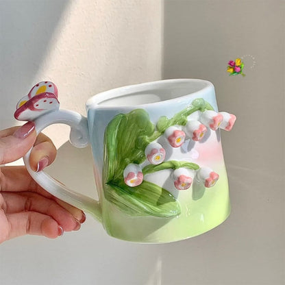 Tuplid Lily Flower Ceramic Mugs Kimi - Egirldoll