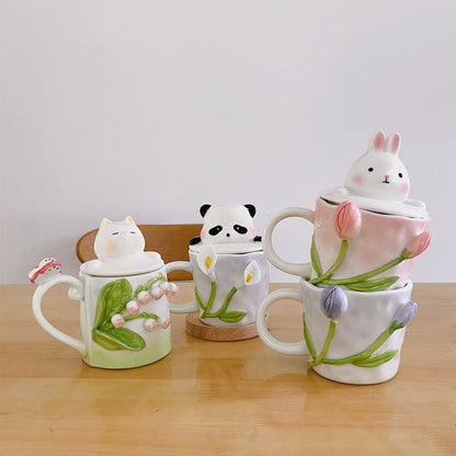 Tuplid Lily Flower Ceramic Mugs Kimi - Egirldoll