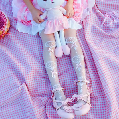 Ultra Thin Silk Heart Patterned Lolita Over-the-knee Socks EG15444 - Egirldoll