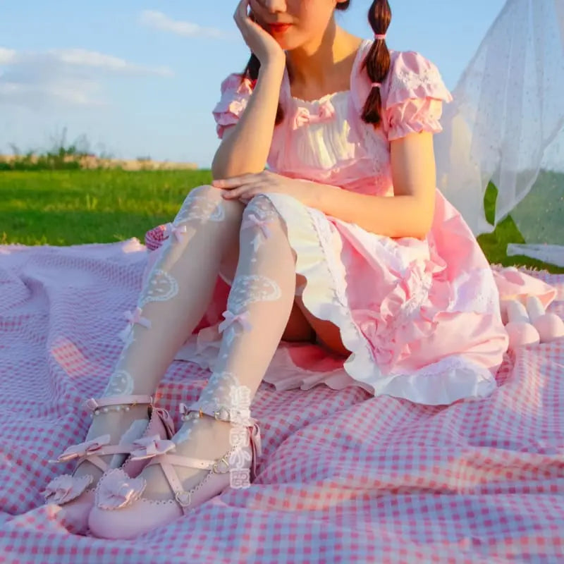 Ultra Thin Silk Heart Patterned Lolita Over-the-knee Socks EG15444 - Egirldoll