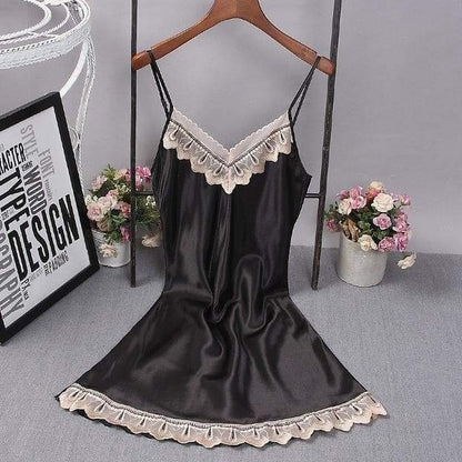 V-Neck Lace Homewear Night Dress Lingerie EG14655 - Egirldoll