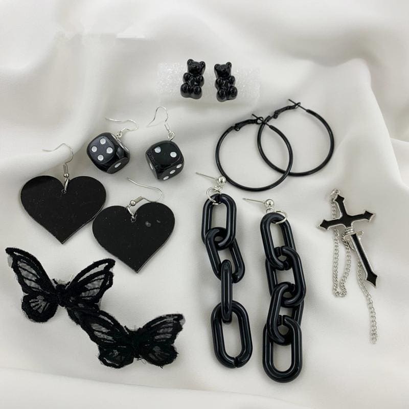 Vintage Black Style Decorative Earrings EG279 - Egirldoll