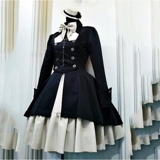 Vintage Gothic Lolita Ruffle Lace Up Sweet Dress EG16457 - Egirldoll