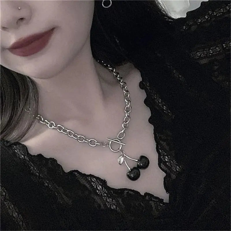 Vintage Punk Black Cherry Pendant Necklaces EG15170 - Egirldoll