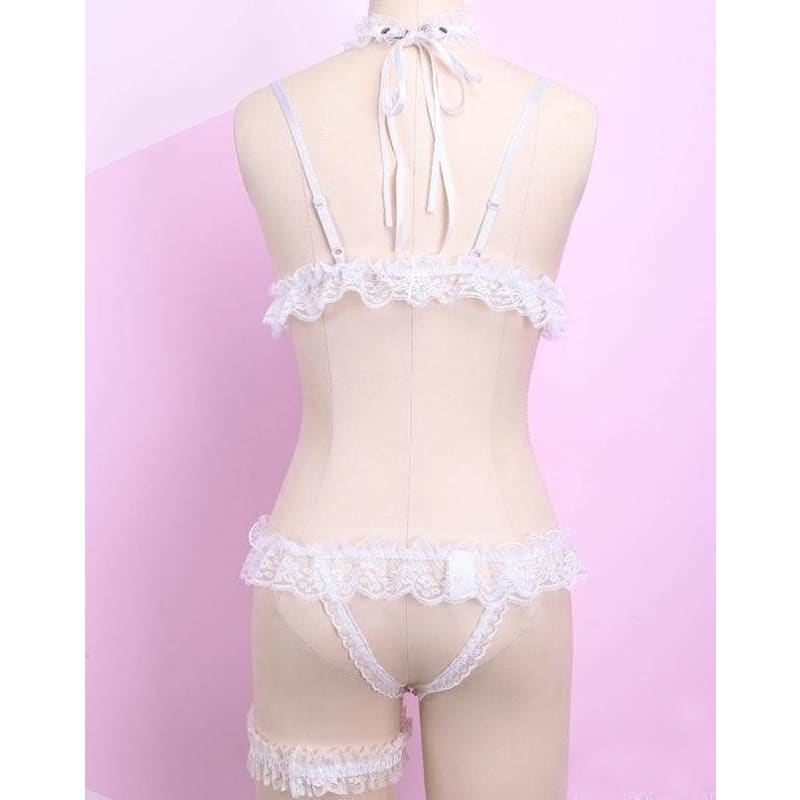 White Black Red Lace Pearl Ribbon Lingerie Set EG1812231 - Egirldoll