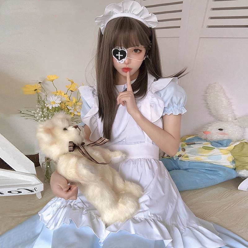 White Blue Cute Maid Dress EE0818 - Egirldoll