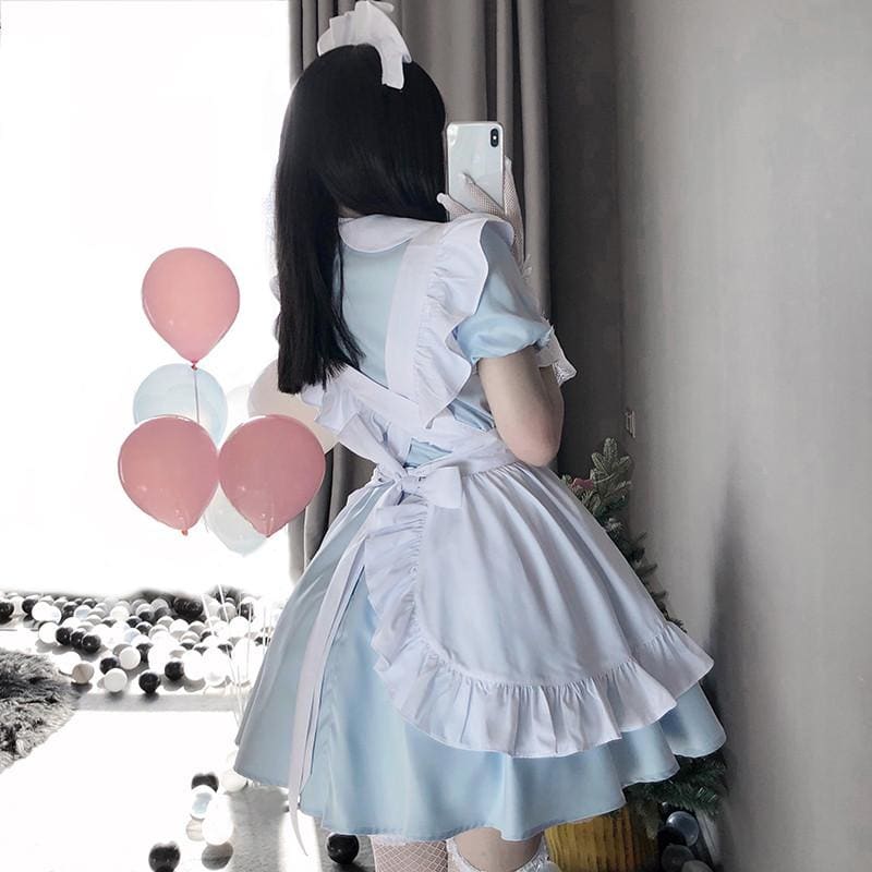 White Blue Cute Maid Dress EE0818 - Egirldoll