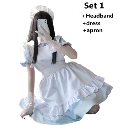 White Blue Cute Maid Dress EE0818 - Egirldoll