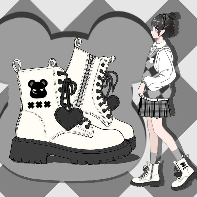 White Kawaii Fashion Autumn Boots Bear Platform Boots SP16394 - Egirldoll