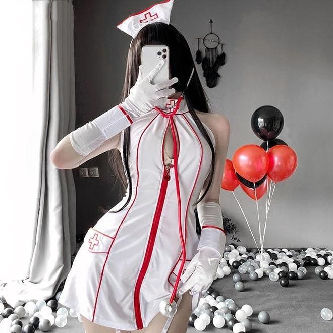 White/Black Nurse Uniform Cosplay Dress Set EE0815 - Egirldoll