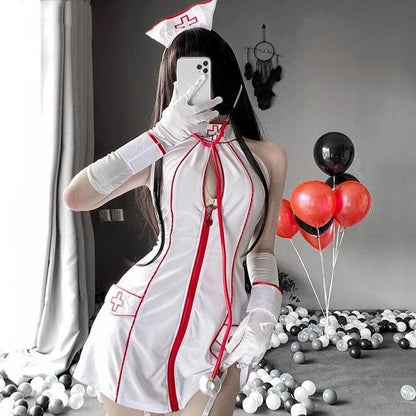 White/Black Nurse Uniform Cosplay Dress Set EE0815 - Egirldoll