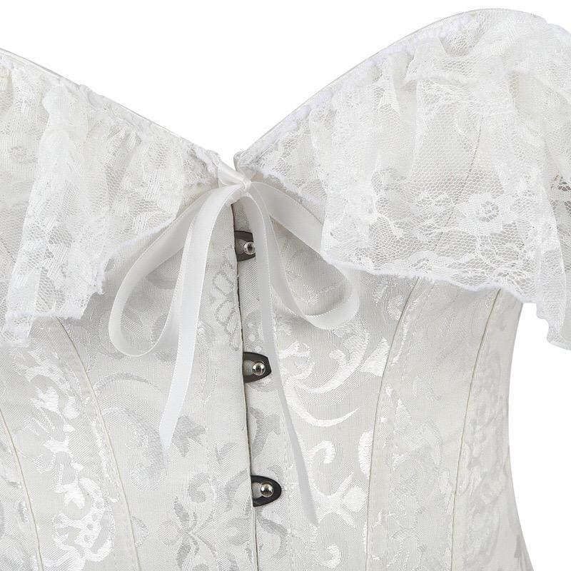 White/Black Victorian Style Lace Off Shoulder Corset EG385 - Egirldoll