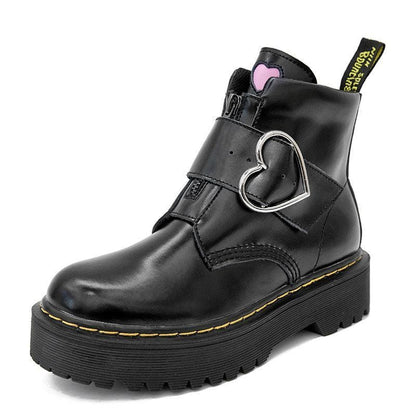 Wine/White/Black Love Heart Cool Goth Boots EG438 - Egirldoll