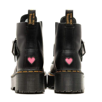 Wine/White/Black Love Heart Cool Goth Boots EG438 - Egirldoll