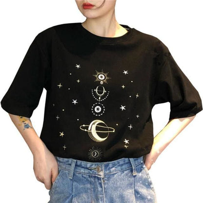 Winter Sweater Moon Star Embroidery Knitting Pullover BE114 - Egirldoll