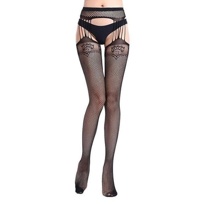 Women Lingerie Stripe Elastic Stockings Transparent Black Fishnet Stocking Thigh EG14575 - Egirldoll