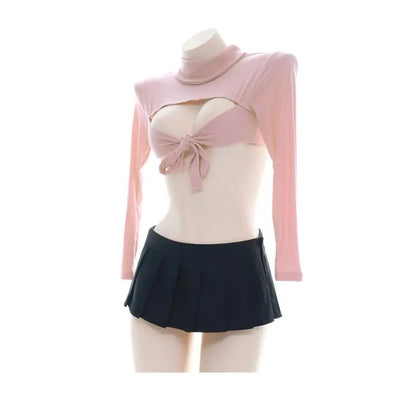 Women Open Chest Hollow out Bandage Sweater Suit EG155 - Egirldoll