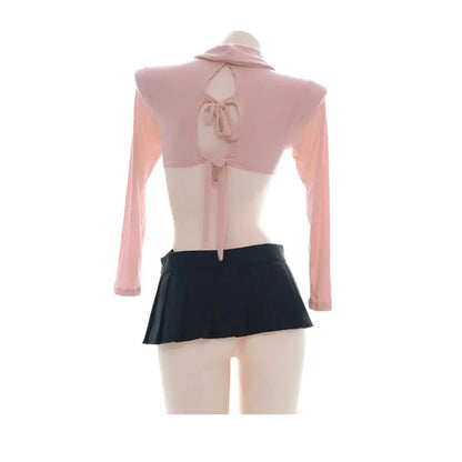 Women Open Chest Hollow out Bandage Sweater Suit EG155 - Egirldoll