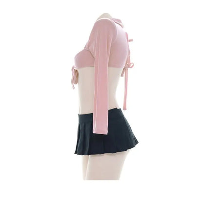 Women Open Chest Hollow out Bandage Sweater Suit EG155 - Egirldoll