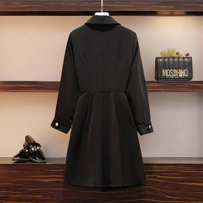 XL-5XL Plus Size Black Long Sleeve Elegant Dress EG16972 - Egirldoll