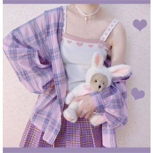 Y2K Kawaii Heart Tank Crop Top Love Sweet Knitted Vest BE204 - Egirldoll