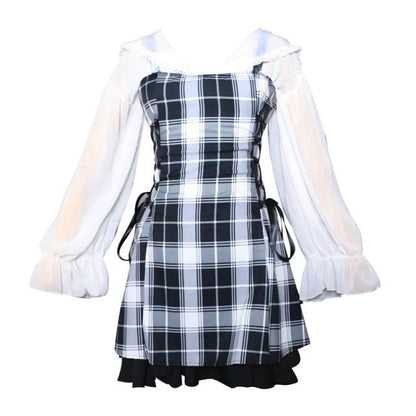 Y2K Kawaii Plaid Pleated Lolita Punk Harajuku Dress Sets EG16544 - Egirldoll