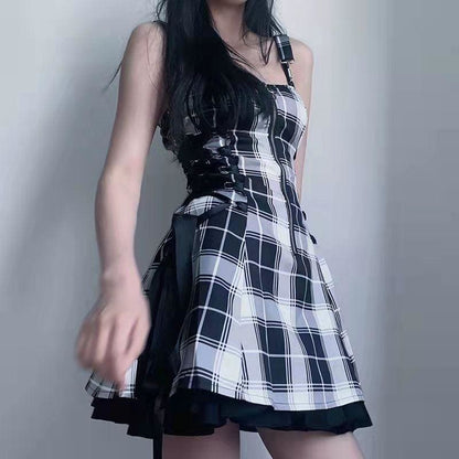 Y2K Kawaii Plaid Pleated Lolita Punk Harajuku Dress Sets EG16544 - Egirldoll