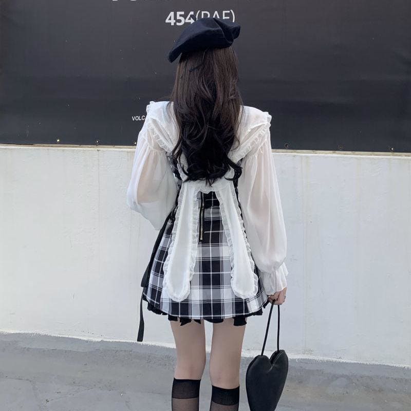 Y2K Kawaii Plaid Pleated Lolita Punk Harajuku Dress Sets EG16544 - Egirldoll