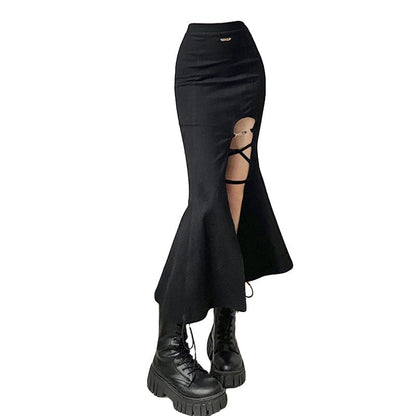 Y2K Slit High Waist Fishtail Skirt ME12 - Egirldoll