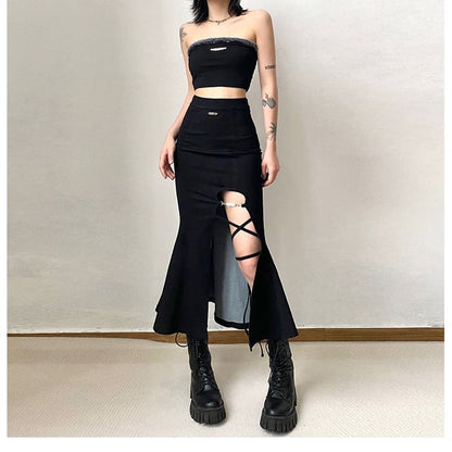 Y2K Slit High Waist Fishtail Skirt ME12 - Egirldoll