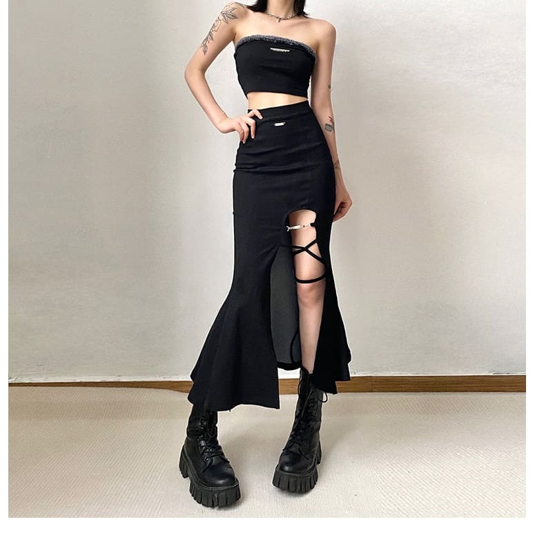 Y2K Slit High Waist Fishtail Skirt ME12 - Egirldoll