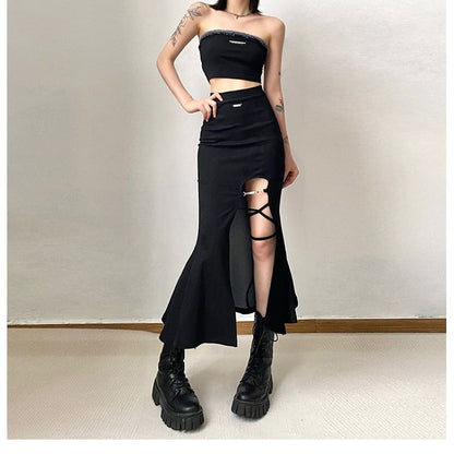 Y2K Slit High Waist Fishtail Skirt ME12 - Egirldoll