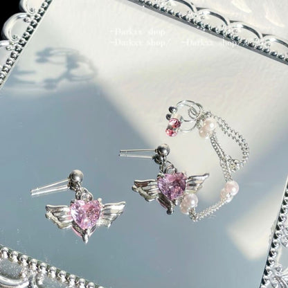 Zircon Wings Pendant Earrings Studs ON557 - Egirldoll